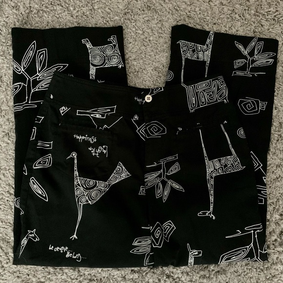 Chico's Pants - Chico’s Black Giraffe Print Crop Wide Leg Capri Pants Small S/6 (0.5)